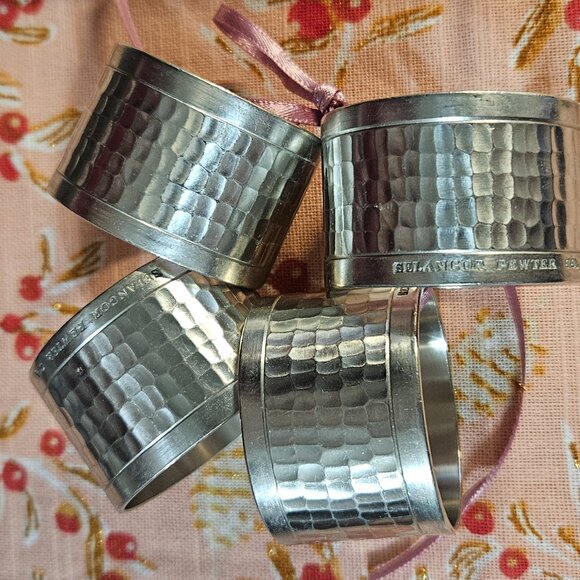 Very Vintage 70s-80s Selangor Pewter Co. Napkin Rings Set of 4 - Picture 1 of 11